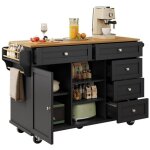 Fairwhale - desserte cuisine mobile noir avec �tag�re � bouteilles & porte - torchons - chariot �lot ...