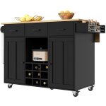Desserte cuisine mobile noir plateau bois - porte - serviettes & épices intégré - cloisons réglables Desserte cuisine mobile noir plateau bois - porte - serviettes & épices intégré - cloisons réglables