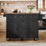 Desserte de cuisine mobile noire avec roulettes tiroirs poubelle et plateau extensible idal pour cuisine ...