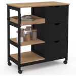 Desserte de cuisine muna 3 paniers + 1 plateau amovible noir et effet h�tre l. 76 cm