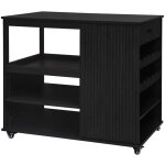 Sweeek - desserte de cuisine noire avec range bouteilles, batz, 5 tagres, avec roulettes, 100 x 60 ...