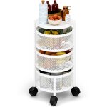 Flasidu - desserte de cuisine, panier de stockage rotatif, 3 tages, blanc