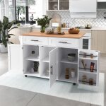 Desserte de cuisine roulettes 12946(71)91, 5cm, avec table pliante, 2 tiroirs 3 portes, meuble rangement, ...