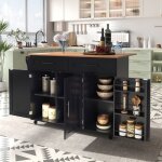 Desserte de cuisine roulettes 12946(71)91, 5cm, avec table pliante, 2 tiroirs 3 portes, meuble rangement, ...