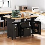 Desserte de cuisine  roulettes avec 2 tiroirs, lot cuisine, table de bar pliante, prise + usb, mdf, ...