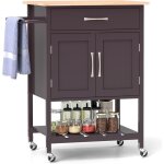 Desserte de cuisine � roulettes, chariot de service mobile, tiroir, armoire � 2 portes, plateau inf�rieur, ...