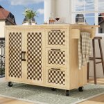 Desserte de cuisine  roulettes, table de bar pliante avec 3 tiroirs, armoire, 120x45 / 75x92 cm, motif ...