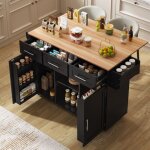 Desserte de cuisine / salle � manger - buffet avec plateau rabattable, porte et roulettes - structure ...