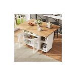 Desserte de cuisine, desserte de salle  manger avec grain de bois, blanc