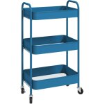 Desserte de cuisine style no - rtro - 3 tagres - acier bleu fonc