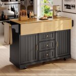 Desserte de cuisine sur roulettes avec table pliante, buffet, 2 portes et 3 tiroirs, 120x40 / 80x95 cm, ...