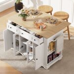 Desserte de cuisine avec table de bar pliante, buffet, meuble de rangement pour salon et cuisine, 4 portes ...