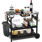 Desserte extrieure  roulettes  3 tagres, chariot service de cuisine tagre rglable support de ...