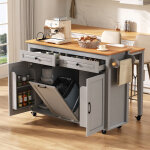 Desserte �lot de cuisine mobile 120�40 / 75�92 cm, plateau extensible, prises usb / type?c, rangement ...