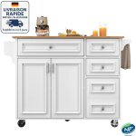 Desserte �lot de cuisine desserte � roulettes avec �tag�re � �pices et porte - serviettes - 110�45 - ...