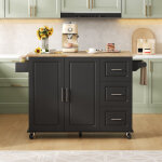 Desserte �lot de cuisine sur roulettes, meuble de cuisine avec 3 tiroirs, porte - serviettes et rangement ...