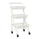 Desserte m�tallique orientable multi - positions - 3 niveaux � roulettes - blanc - l 44 x p 30 x h 94, ...