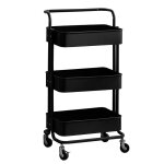 Desserte m�tallique rectangulaire 3 niveaux � roulettes - noir - rangement pratique - l 45 x p 37 x h ...
