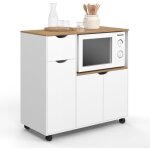 Desserte micro - onde de cuisine cosi xxl placards avec tiroir bois blanc et plateaux fa�on h�tre l. ...