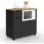 Desserte micro - onde de cuisine cosi xxl placards avec tiroir bois noir et plateaux fa�on h�tre l. 90 ...