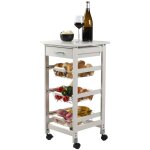 Desserte de rangement blanche sur roulettes ? 3 pani�res, dimensions 37x37x76 cm ? collection rollyx