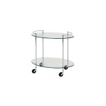 M&s - desserte ronde à roulettes 68x46x63 cm en verre et métal chromé M&s - desserte ronde à roulettes 68x46x63 cm en verre et métal chromé