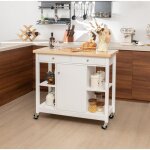 Desserte  roulettes de cuisine avec etagres ouvertes, tiroirs&armoire, chariot de cuisine roulant avec ...