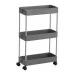 Desserte � roulettes, gris 3 niveaux 40 x 13, 5 x 60 cm