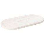 Dessus de table blanc 80x40x2, 5 cm bois de pin massif ovale Dessus de table blanc 80x40x2, 5 cm bois de pin massif ovale
