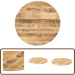 Dessus de table bois de manguier solide rond 25 - 27 mm 80 cm - dessus de table - plateau de table - ...