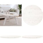 Dessus de table rond blanc 80x3 cm bois de pin massif - dessus de table - plateau de table - bois de ...