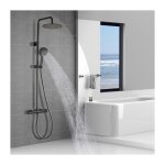 Detbom - colonne de douche thermostatique ensemble de douche noir kit de douche ronde systme de douche ...