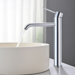 Detbom - mitigeur de lavabo haut robinet salle de bain pour lavabo et vasque robinet lavabo en acier ...