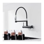 Detbom - mitigeur mural de cuisine noir robinet cuisine avec douchette 3 jets mitigeur d'évier avec tuyaux ... Detbom - mitigeur mural de cuisine noir robinet cuisine avec douchette 3 jets mitigeur d'évier avec tuyaux ...
