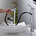 Detbom - robinet salle de bain avec douchette extractible robinet lavabo haut pour vasque mitigeur salle ...