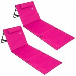 Detex 2x tapis de plage rose 158x56cm transat rembourr avec dossier pliable natte de plage transportable ...