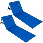 Deuba 2x matelas de plage bleu 158 x 56 x 45, 5 cm tapis de plage avec dossier et sangle Deuba 2x matelas de plage bleu 158 x 56 x 45, 5 cm tapis de plage avec dossier et sangle