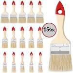 Set de 15 pinceaux en bois rouge professionnel 3 tailles peinture maison travaux divers intrieur extrieur ...