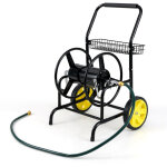 D�vidoir d�rouleur de tuyau de jardin, capacit� de 70 m pour tuyau de 20 mm, avec 2 roues, panier de ...