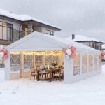 Devoko chapiteau de r�ception 4x10m - barnum �l�gant et ultra - stable, blanc