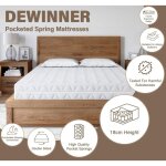 Dewinner - matelas 90 x 190 cm matelas  ressorts ensachs paisseur 18cm duret h3, certifi oeko - ...