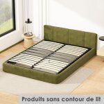 Dewinner sommier ergonomique � lattes 140 x 190 cm, 2 x 15 lattes peuplier naturel, cadre noir renforc� ...