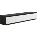 Deyton - meuble tv 4 portes laqu noir et blanc brillant