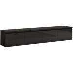 Deyton - meuble tv 4 portes laqu noir brillant