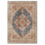 Dezenco - tapis salon et chambre 200x290 bleu et marron rectangle tiss� motif oriental vivace 1