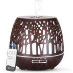 Diffuseur d'huiles essentielles 400 ml, humidificateur ultrasonique sans bpa avec t�l�commande et lumi�re ...