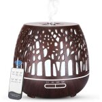Diffuseur d'huiles essentielles 400ml, t�l�commande d'humidificateur ultrasonique sans bpa avec lumi�re ...