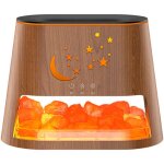 Diffuseur d'huiles essentielles, humidificateur � effet flamme, pierre sel en cristal, lumi�re d'ambiance ...