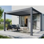 Direct abris - pergola bioclimatique aluminium autoporte 12m2 - 3x4m - anthracite - 24 lames en acier ...