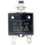 Disjoncteur thermique r�armable 5a 12v 24v bouton - poussoir avec bouchon �tanche pour panneau